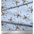 thumbnail image 3 of Soimoi Blue Rayon Fabric Floral Scissor & Dots Print Sewing Fabric Yard 58 Inch Wide, 3 of 3
