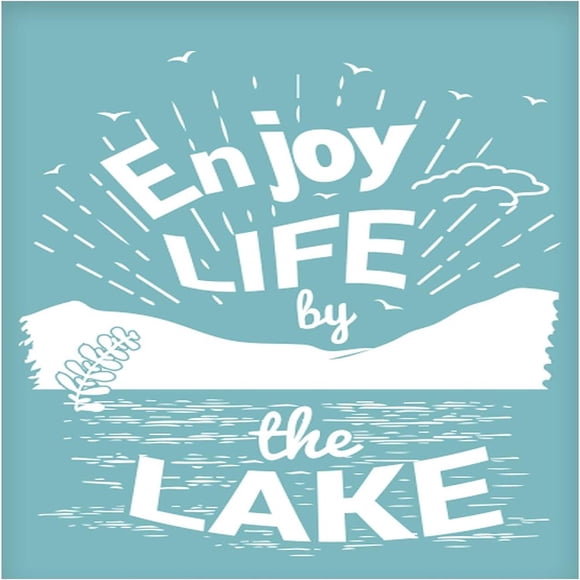 Self-Adhesive Silk Screen Printing Stencil for Painting on Wood DIY Decoration T-Shirt Fabric Enjoy Life By The Lake White 195x140mm