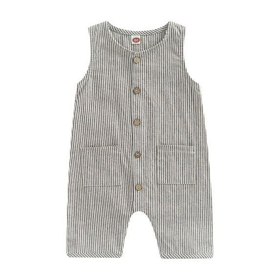Gureui Kids Baby Girls Boys Jumpsuit, Round Neck Sleeveless Button Down One Piece Romper