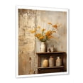 thumbnail image 2 of Designart "Floral Rustic Pottery Charm I" Geometric Framed Wall Art - Bohemian Green Boho Pottery Bedroom Framed Canvas Wall Art, 2 of 6