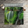 thumbnail image 2 of Ambesonne Scenery Quilted Coverlet 3 Pcs, Waterfall Forest, King Size, Green and Brown, 2 of 2