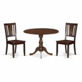 thumbnail image 2 of East West Furniture DMDU3-MAH-W 3 Piece Wood Dining Table Set Contains 1 Drop Leaves Wooden Table and 2 Mahogany Wooden Chairs with Panel Back - Mahogany Finish, 2 of 10