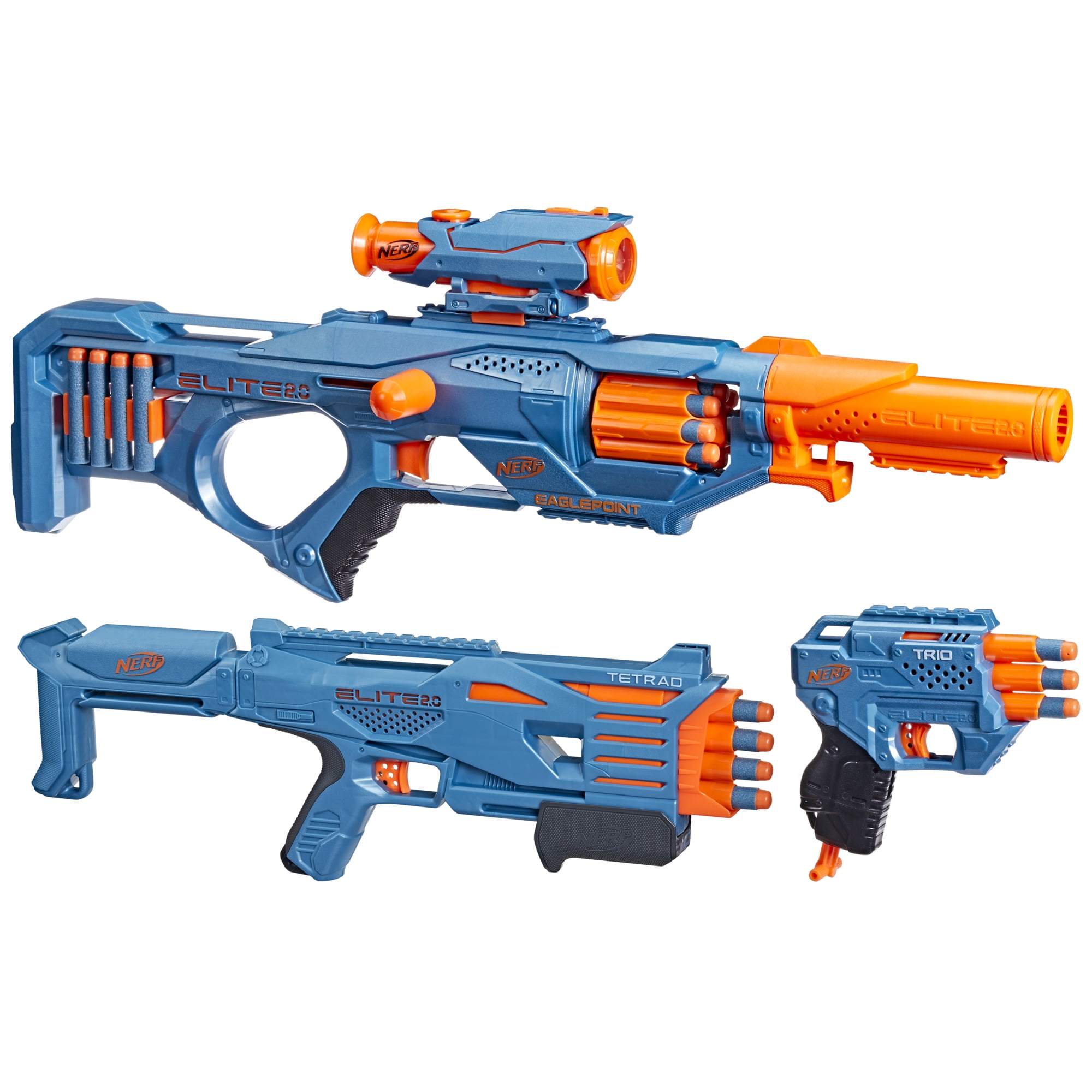 Nerf Elite 2.0 Blaster Pack with 3 Dart Blasters, Detachable Scope