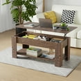 thumbnail image 2 of FDW Storage Melamine Coffee Table with Hidden Compartment, Brown, 2 of 8