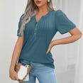 thumbnail image 5 of Womens Shirts Blouse Womens T Shirts Short Sleeve Pleated Casual V Neck Summer Blouses Tops, 5 of 8