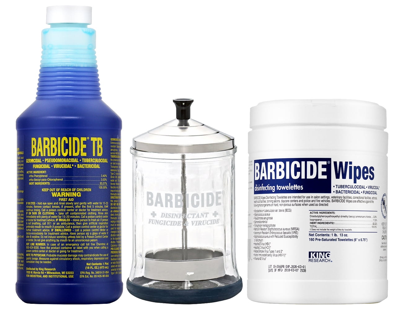 King Research Barbicide Disinfectant TB 16oz + Disinfectant Mid Jar