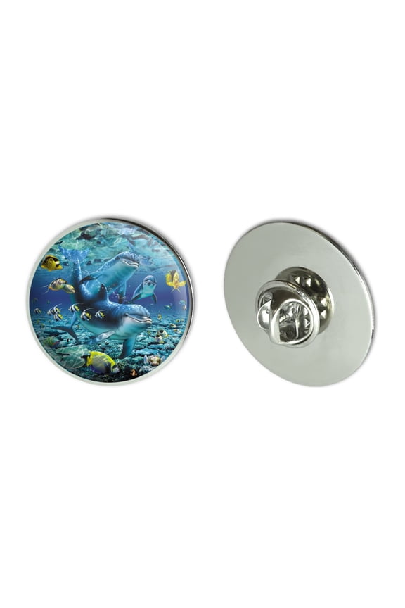 Coral Reef Diving Dolphin Pals Diving Metal 1.1" Tie Tack Hat Lapel Pin Pinback