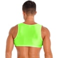 thumbnail image 3 of Alvivi Men's Glossy Sleeveless U Neck Crop Top Party Club Dance T-Shirt Casual Solid Gym Tops Fluorescent_Green L, 3 of 7