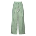 thumbnail image 5 of Lilgiuy Womens Casual Floral Printed Bandage Elasty Spilt Maxi Trousers Wide Leg Pants Green 8 2022 Fall Winter, 5 of 5