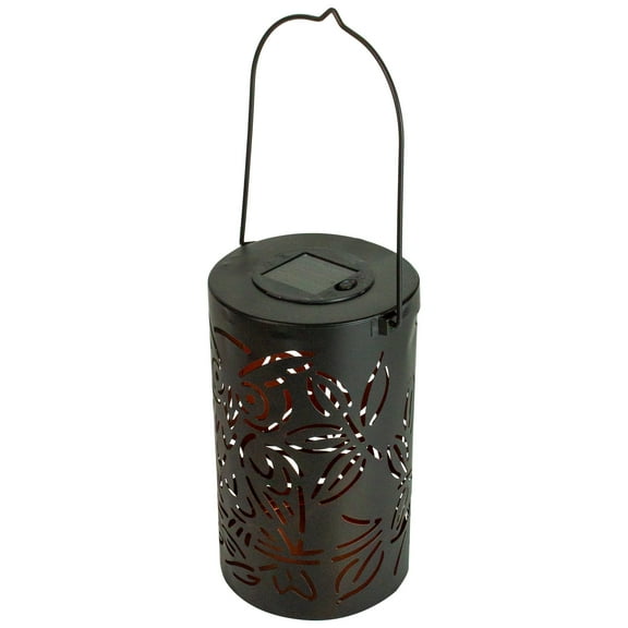 Northlight 8" Black Owl Outdoor Solar Lantern with Handle