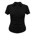 thumbnail image 1 of Blusa George para Mujer Tipo Polo, Manga Corta, Pliegues y Botones en Pecho Negro Talla EG, 1 of 4
