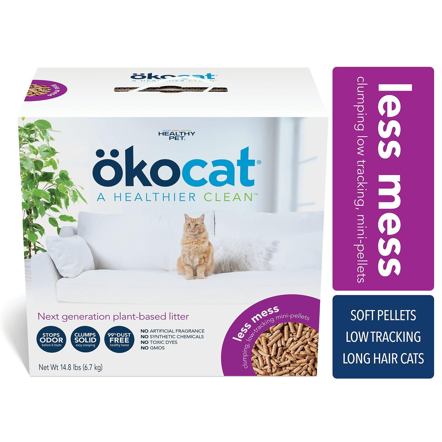 Okocat Long Hair Scented Clumping Wood Cat Litter 14 8 Lb Box