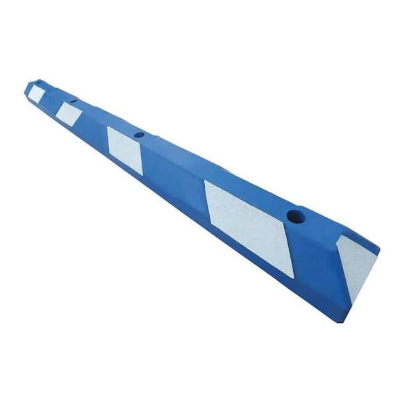 Parking Curb, Rubber, 4 in Height, 6 ft Length, Blue/White