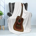 thumbnail image 4 of Classic Rock Soft Flannel Fleece Throw Blanket, Acoustic Guitar Print with Geometric Ornamentation Musical Equipment, Cozy Plush for Indoor and Outdoor Use, 60" x 80", Multicolor, by Ambesonne, 4 of 5