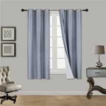 (SSS) 2-PC Slate Blue Solid Blackout Room Darkening Panel Curtain Set, Two (2) Window Treatments of 37" Wide x 63" Length Each Panel