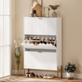 thumbnail image 2 of HOMCOM Armoire à Chaussures avec 3 Tiroirs Basculants, Armoire de Rangement à Chaussures Mince, Blanc, 2 of 10