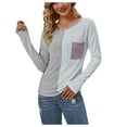 thumbnail image 1 of AherBiu Hauts pour Femmes Tendance Manches Longues Col Rond T-Shirts d'Automne Confortables Patchwork Chandail Décontracté, 1 of 4