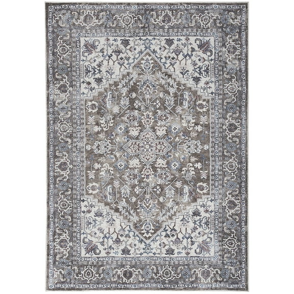 Nicole Curtis Machine Washable Series 1 Persian Olive Ivory 5'3" x 7'3" Area Rug (5x7)