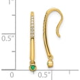 thumbnail image 2 of 14K Yellow Gold Polished Diamond And Emerald Drop Wire Earrings (21 X 1.75) Made In India em8380-em-006-ya, 2 of 5
