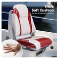 thumbnail image 4 of Boat Seats Low/High Back, Folding Boat Seats Included, Fold-Down Fishing Boat Seats Waterproof Captain Boat Seat w/Aluminum Hinges & Thick Soft Cushion, 2 Packs (High Back-Red & White), 4 of 9