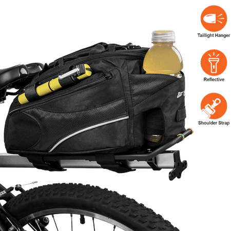 BV Bike Commuter Carrier Trunk Bag with Pump Attachment, Small Water Bottle Pocket & Shoulder Strap