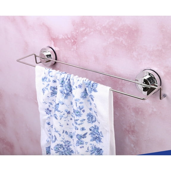 HEMOTON  Nail-free Double Rod Towel Rack Pole Hanger Strong Adsorption