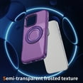 thumbnail image 3 of Designed for iPhone 15 Magnetic Phone Case,With 360° Rotatable Contractile Ring Kickstand,Compatible with Mag-Safe,Shockproof Anti-Scratch Matte Translucent Durable Phone Case,Purple, 3 of 11