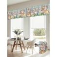 thumbnail image 6 of 2 Panels Happy Easter Valance for Windows, Spring Easter Eggs Bunny Floral Teal Wood Light Filtering Kitchen Curtains, Rod Pocket Window Treatment Curtain Valances for Living Room Bedroom, 60"x18", 6 of 9