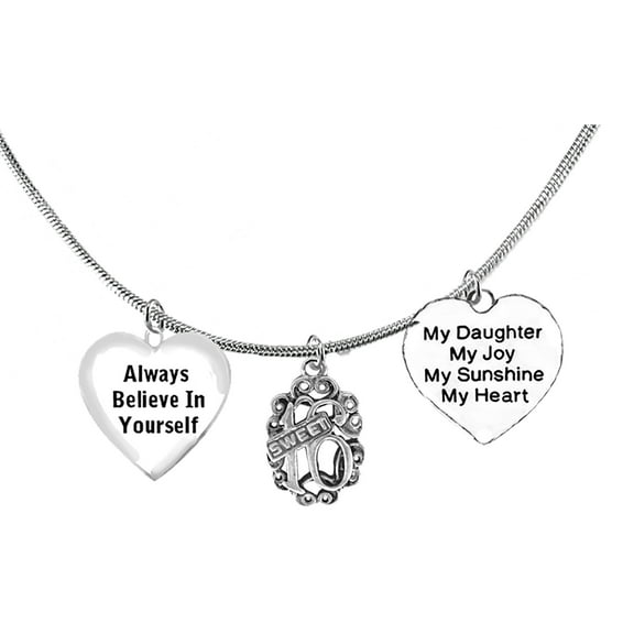 Sweet Sixteen, Always Believe In Yourself, Antique Sweet Sixteen, My Daughter, My Joy, My Sunshine,My Heart, Adjustable Snake Chain Necklace, Hypoallergenic-Safe, No Nickel, Lead, Or Cadmium ©2023