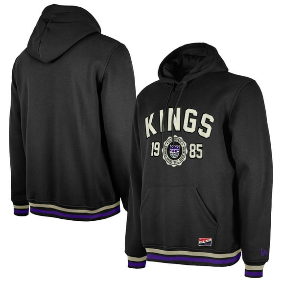 Men's New Era Black Sacramento Kings Throwback Vintage Pullover Hoodie