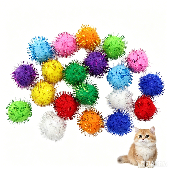 20Pcs Sparkle Cat Toy Balls,Interactive Glitter Cat Toys for Exercise and Entertainment