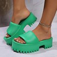 thumbnail image 2 of HEWUQI Thick Soled Heeled Sandals for Women Platform Slip on Block Heels Dressy Summer Open Toe Chunky High Slides Vacation Beach Slippers Shoes Green Size 7, 2 of 3