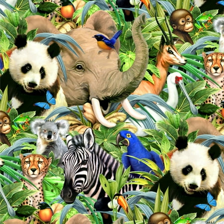 Animal World Panda Elephant Cheetah Pattern Premium Roll Gift Wrap Wrapping Paper