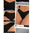 thumbnail image 4 of Women's Sexy Satin Thong Panties Lace Tangas Plus Size Cheeky Underwear V-waisted Cotton Crotch Hipster Brief, 4 of 4