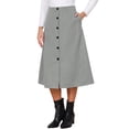 thumbnail image 4 of INSPIRE CHIC Work Midi Skirt for Women Button Down High Waist Fall Winter Vintage Skirts XS Grey, 4 of 6