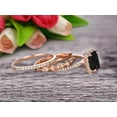 thumbnail image 3 of Milgrain 2.75 Carat 7x5mm Emerald Cut Black Diamond Moissanite Wedding Set Engagement Ring 10k Rose Gold Art Deco Two Matching Band Anniversary Gift Glaring Staggering Ring, 3 of 5