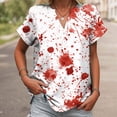 thumbnail image 5 of Towmus Halloween Clothes for Women Plus Size Casual V Neck Funny Tops Print Short Sleeve T-Shirt, 5 of 6
