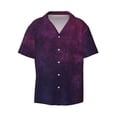 thumbnail image 2 of Lsque Black Dark Blue Purple print Men's Cuban Collar Short Sleeve Shirt Summer Beachwear Casual Button Down Fashionable Vacation Leisure Shirt-Large, 2 of 7
