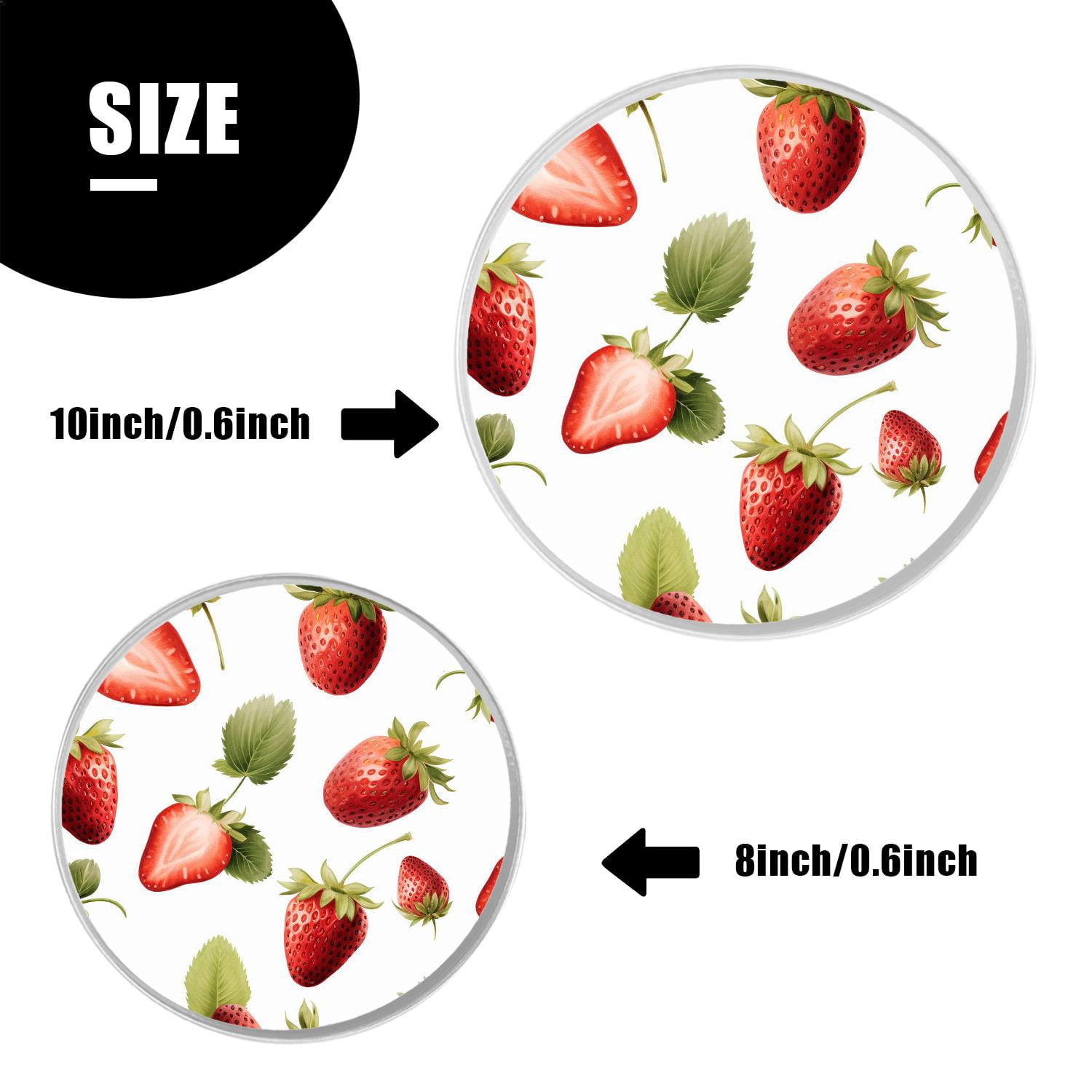 Round Stove Burner Covers 4 Pcs for Metal Gas Stove Burner Cover 8Inch And 10Inch ,Strawberry Watercolor Red White multicolor