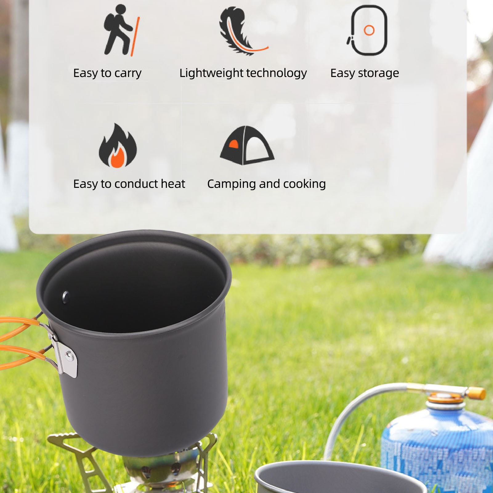 M Buder Aluminum Alloy Camping Cookware Kit Portable Mess Kit Picnic Stove Set for 1-2 People (6.69 inches / 17 cm)