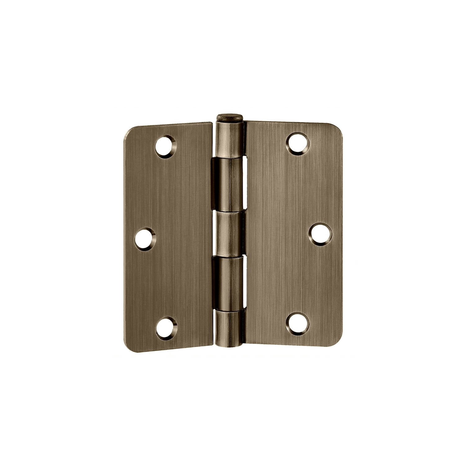 Antique Brass Steel Plain Bearing Door Hinge with Removable Pin, 3-1/2 x 3-1/2 in. 1/4 in. Radius, 3-Pack