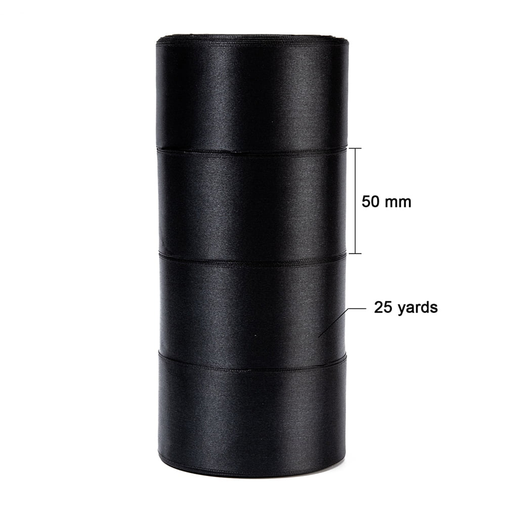 Single Face Satin Ribbon Polyester Ribbon Black 2 inch(50mm) about 25yards/roll(22.86m/roll) 100yards/group(91.44m/group) 4rolls/group