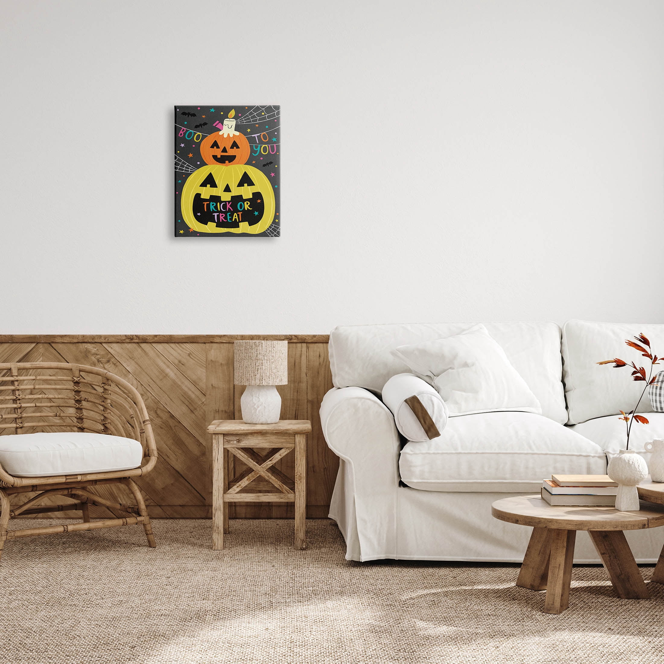Stupell Industries Boo To You Fun Jack-O-Lanterns Graphic Art Gallery Wrapped Canvas Print Wall Art, Design by Lisa Barlow