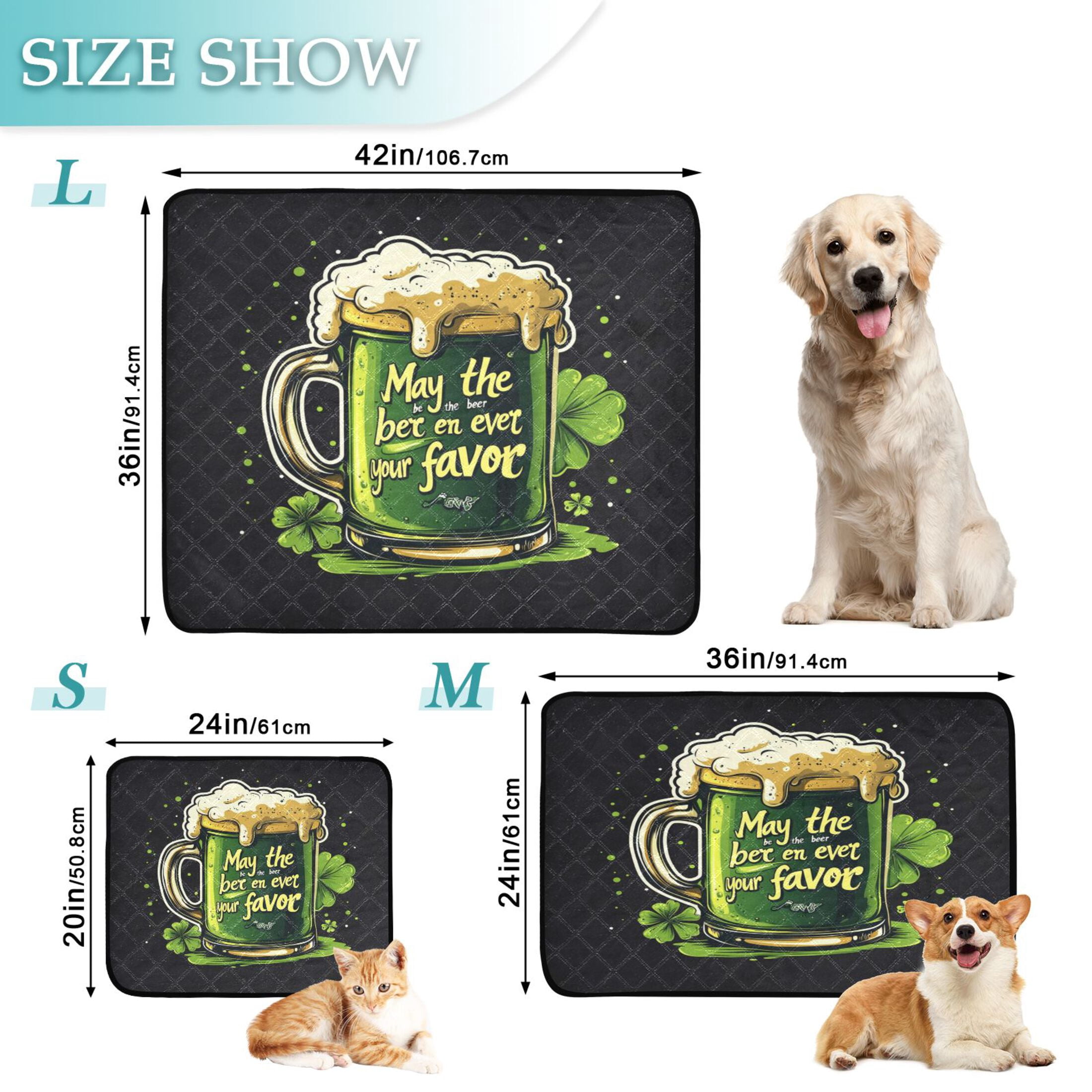 Qxltty Stpatricks Day Beer Cat litter Pads Pet Set of 2 Diaper Mats Center Anti-leakage Layer Absorbent Soft and Comfortable