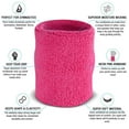 thumbnail image 2 of Suddora 4” Solid Color Sport Arm Sweatbands Pair, Neon Pink, 2 of 3
