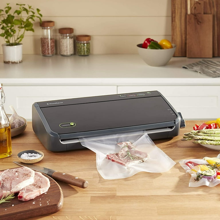 FoodSaver Space Saving Vacuum Sealer Machine with Sealer Bags and Roll for Airtight  Food Storage and Sous Vide Silver 