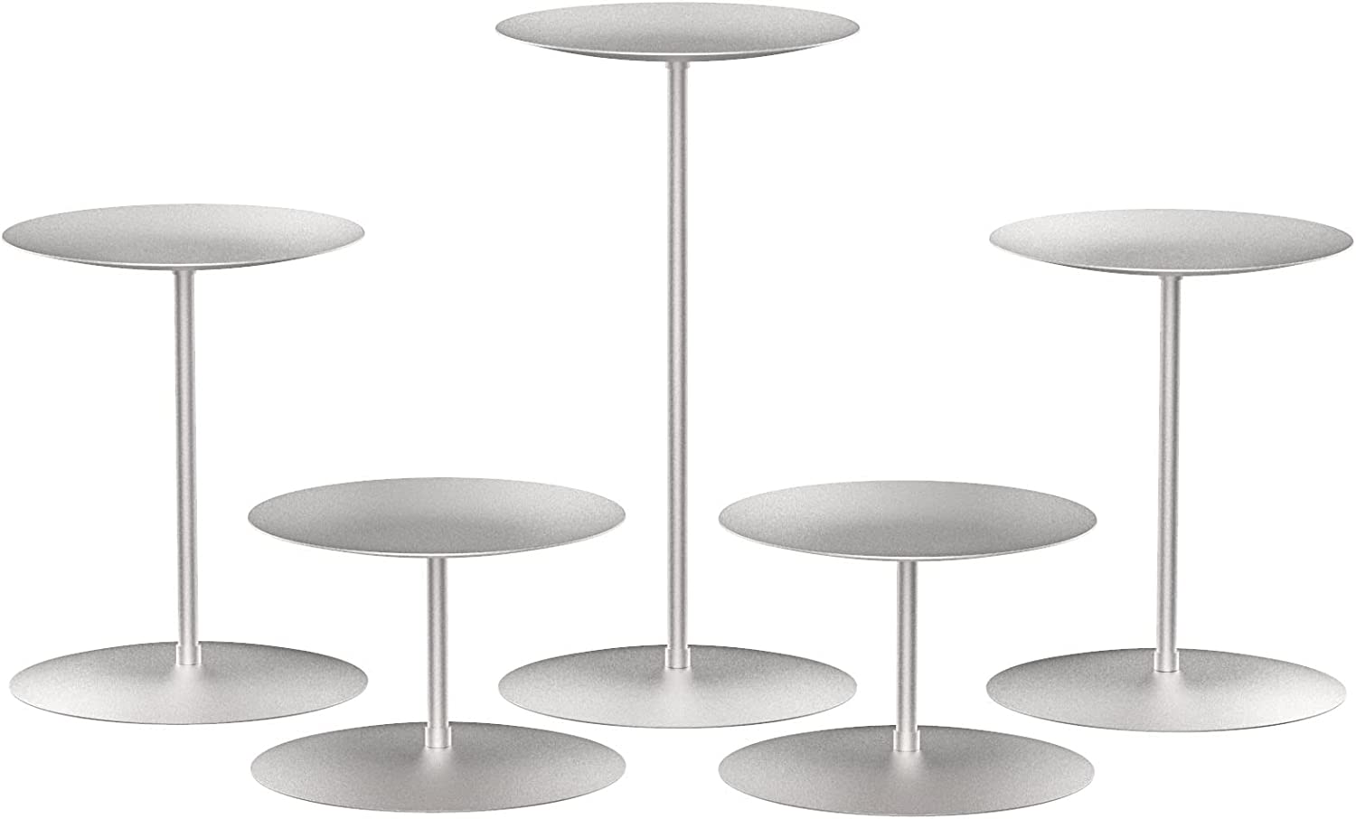 Silver Candle Holder Wax Centerpiece Set of 5 Plate for Tables or