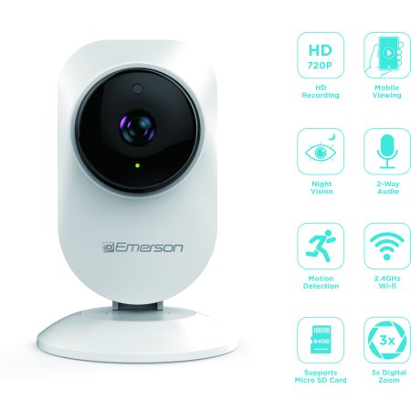 Emerson Radio Corp. Alexa Compatible Indoor Wi-Fi Security Camera ER108003