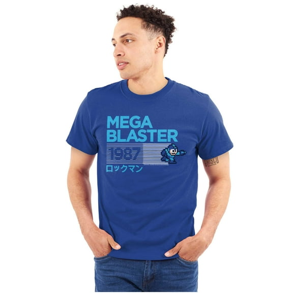 Classic Video Game Mega Man Blaster Plus Size Crewneck Graphic Tee Shirt Brisco Brands 2X