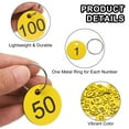 thumbnail image 4 of Etiquetas de clave numeradas Uxcell, 1-100, etiqueta de identificación de plástico con anillo de metal, etiquetas numeradas para llavero de dormitorio, caja, armarios (amarillo y negro), 4 of 7
